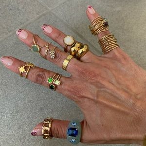 15 gold plated rings size 6-8 baublebar madewell gorjana zara